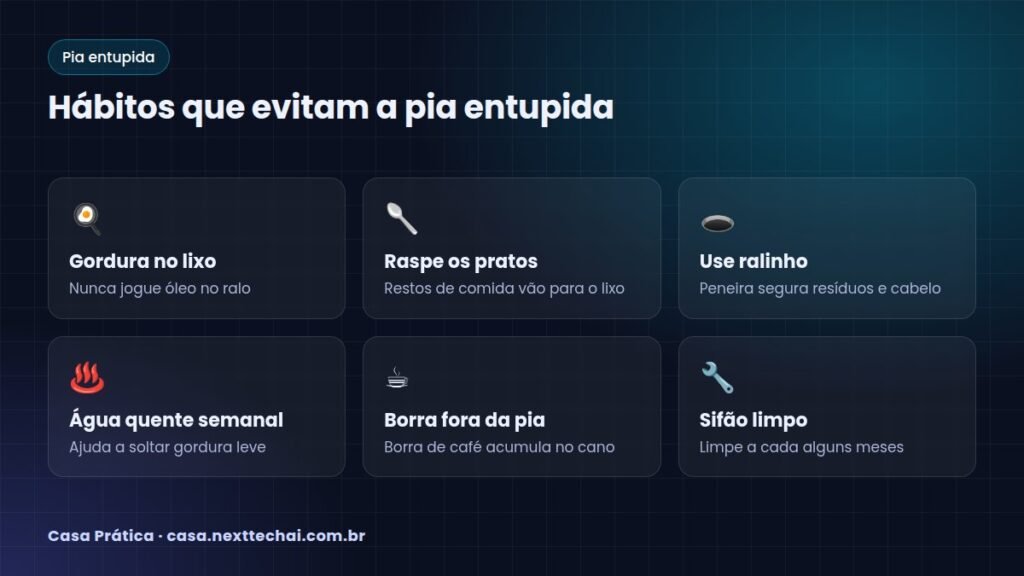 Hábitos que evitam a pia entupida