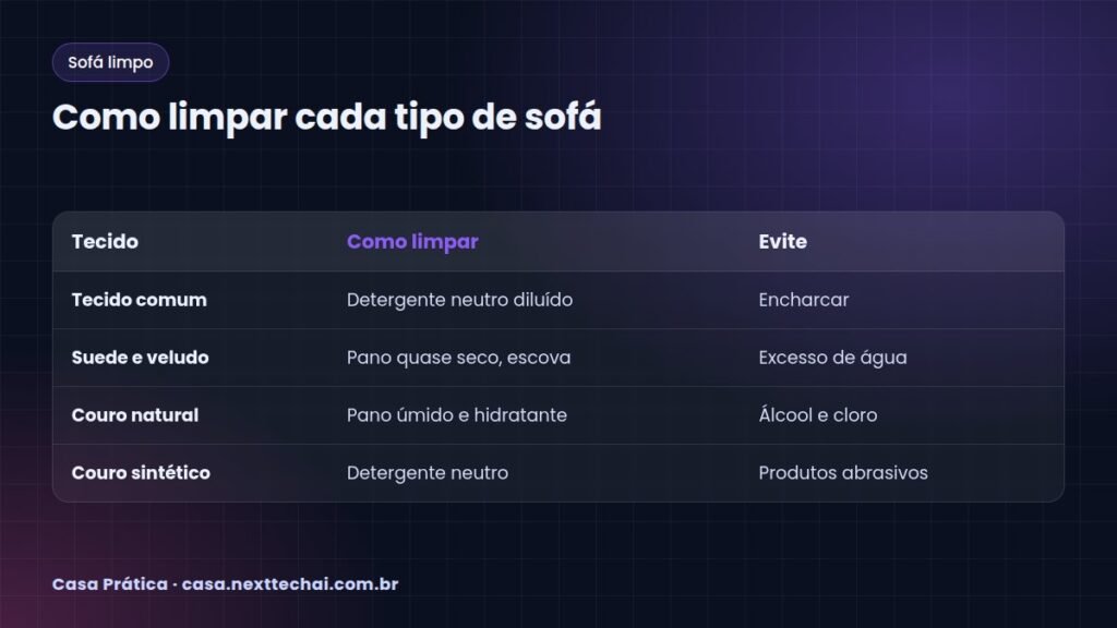 Como limpar cada tipo de sofá