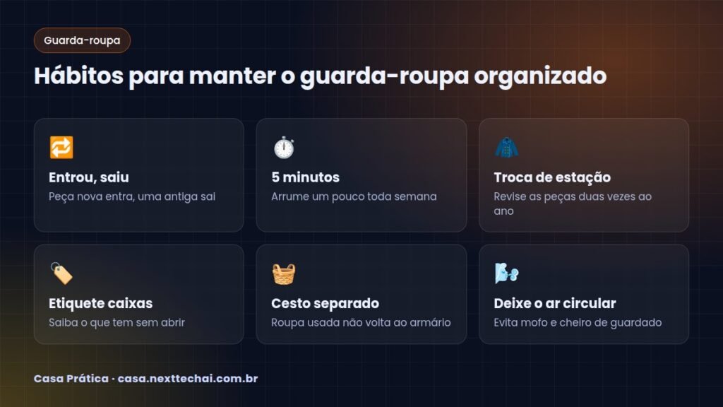 Hábitos para manter o guarda-roupa organizado
